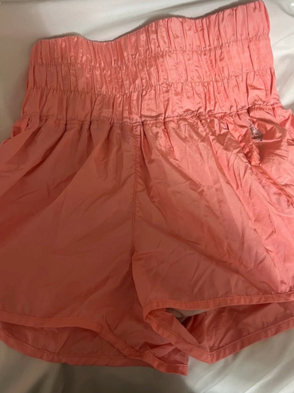 FP Movement by Free People Coral Pink High-Waist Smocked Athletic Shorts